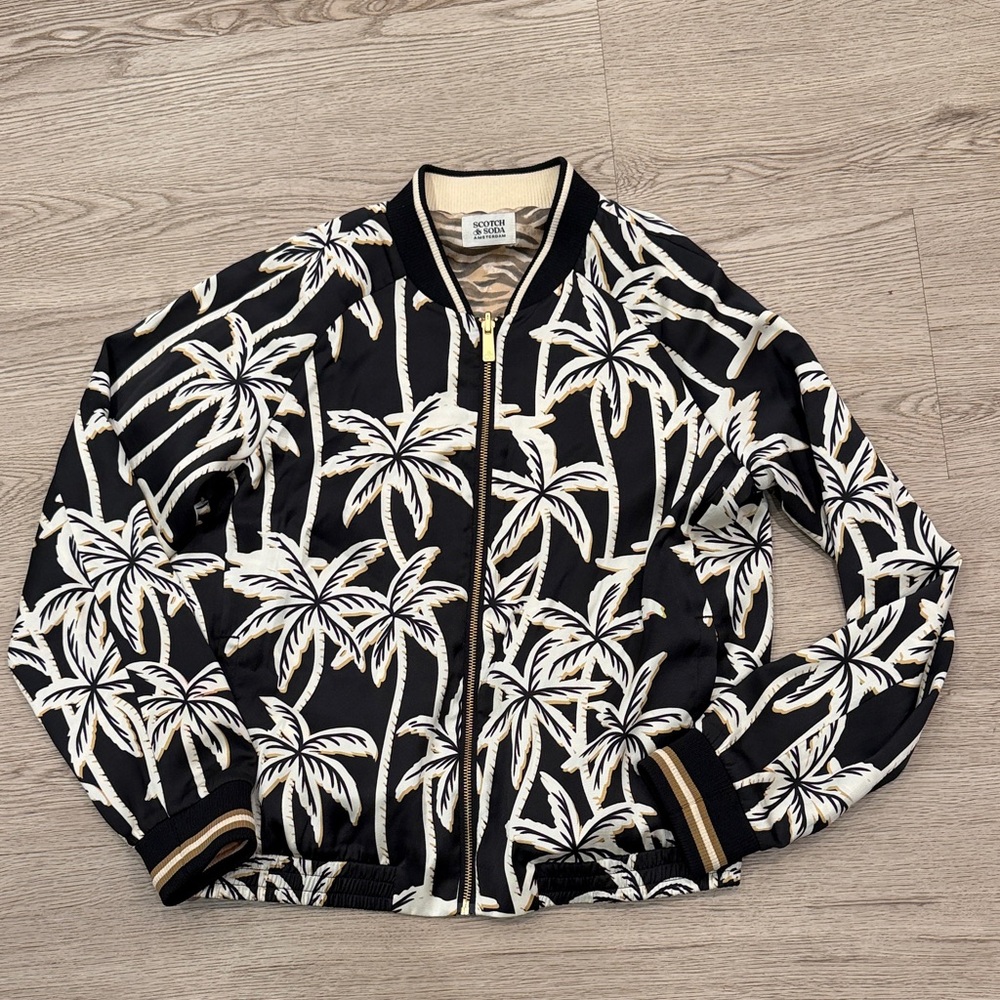 Scotch & Soda Black and Cream Palm Jacket